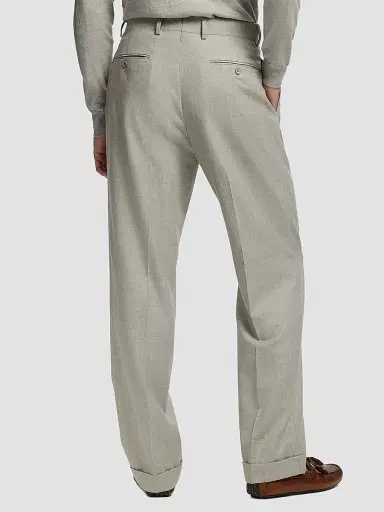 Ralph Lauren Purple Label Men's Wool Flannel Trousers - Pearl Grey | Thumbnail 3 Ralph Lauren Purple Label Men's Wool Flannel Trousers - Pearl Grey | Thumbnail 3