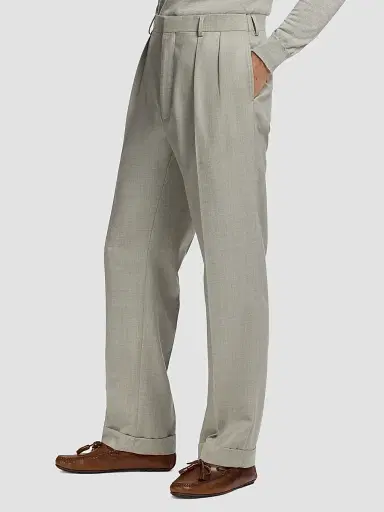 Ralph Lauren Purple Label Men's Wool Flannel Trousers - Pearl Grey | Thumbnail 6 Ralph Lauren Purple Label Men's Wool Flannel Trousers - Pearl Grey | Thumbnail 6