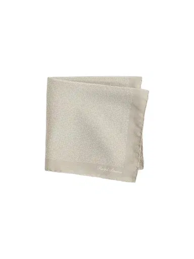 Ralph Lauren Purple Label Men's Micro-Dot Silk Pocket Square - Pearl Grey | Thumbnail 1 Ralph Lauren Purple Label Men's Micro-Dot Silk Pocket Square - Pearl Grey | Thumbnail 1