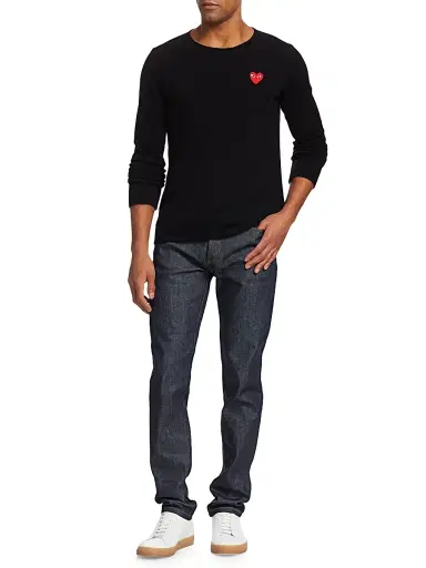 Comme des Garçons PLAY Men's Signature Wool Sweater - Grey - Size Medium | Thumbnail 2 Comme des Garçons PLAY Men's Signature Wool Sweater - Grey - Size Medium | Thumbnail 2