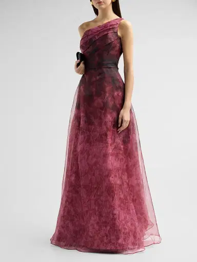 Rene Ruiz Collection Women's One-Shoulder Floral Organza Gown | Thumbnail 4 Rene Ruiz Collection Women's One-Shoulder Floral Organza Gown | Thumbnail 4