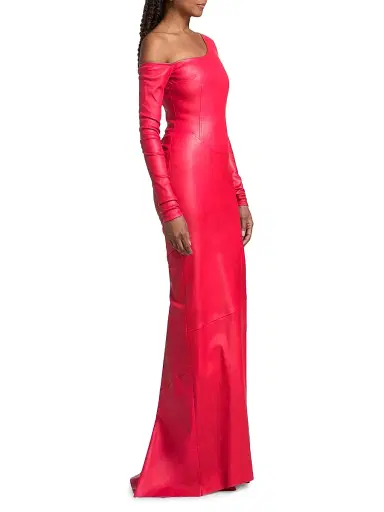 LaQuan Smith Women's Leather Off-The-Shoulder Gown | Thumbnail 4 LaQuan Smith Women's Leather Off-The-Shoulder Gown | Thumbnail 4