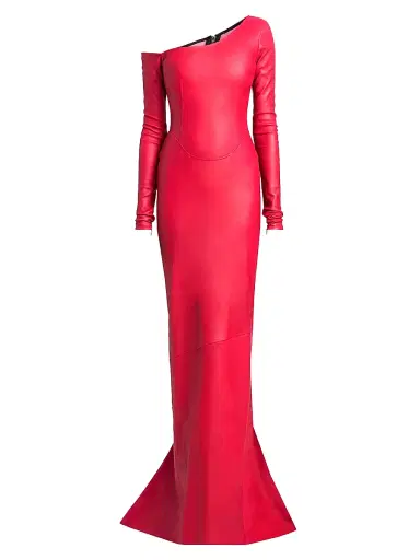 LaQuan Smith Women's Leather Off-The-Shoulder Gown | Thumbnail 1 LaQuan Smith Women's Leather Off-The-Shoulder Gown | Thumbnail 1