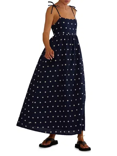 Beach Riot Women's Valory Cotton-Linen Polka Dot Maxi Dress - Navy Polka Dot | Thumbnail 7 Beach Riot Women's Valory Cotton-Linen Polka Dot Maxi Dress - Navy Polka Dot | Thumbnail 7