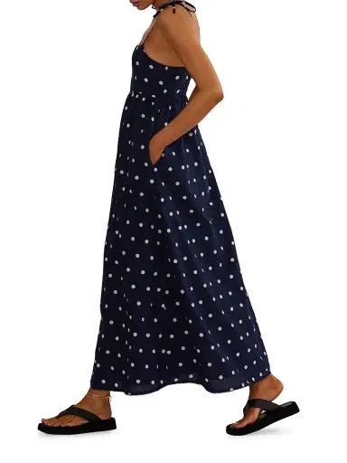 Beach Riot Women's Valory Cotton-Linen Polka Dot Maxi Dress - Navy Polka Dot | Thumbnail 8 Beach Riot Women's Valory Cotton-Linen Polka Dot Maxi Dress - Navy Polka Dot | Thumbnail 8
