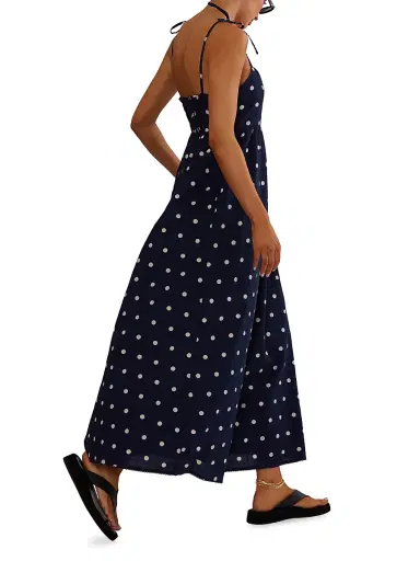Beach Riot Women's Valory Cotton-Linen Polka Dot Maxi Dress - Navy Polka Dot | Thumbnail 9 Beach Riot Women's Valory Cotton-Linen Polka Dot Maxi Dress - Navy Polka Dot | Thumbnail 9