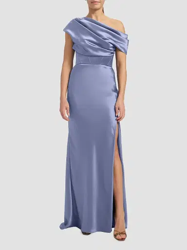 Amsale Women's Satin One-Shoulder Gown - Slate | Thumbnail 3 Amsale Women's Satin One-Shoulder Gown - Slate | Thumbnail 3