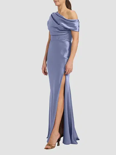 Amsale Women's Satin One-Shoulder Gown - Slate | Thumbnail 6 Amsale Women's Satin One-Shoulder Gown - Slate | Thumbnail 6