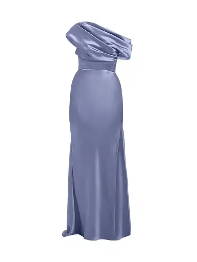 Amsale Women's Satin One-Shoulder Gown - Slate | Thumbnail 1 Amsale Women's Satin One-Shoulder Gown - Slate | Thumbnail 1