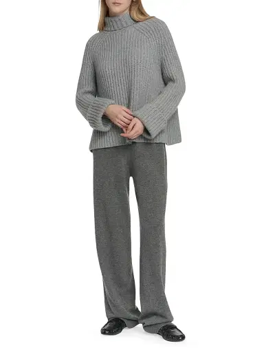 Malo Women's Rib-Knit Cashmere Raglan Turtleneck Sweater - Cemento | Thumbnail 2 Malo Women's Rib-Knit Cashmere Raglan Turtleneck Sweater - Cemento | Thumbnail 2