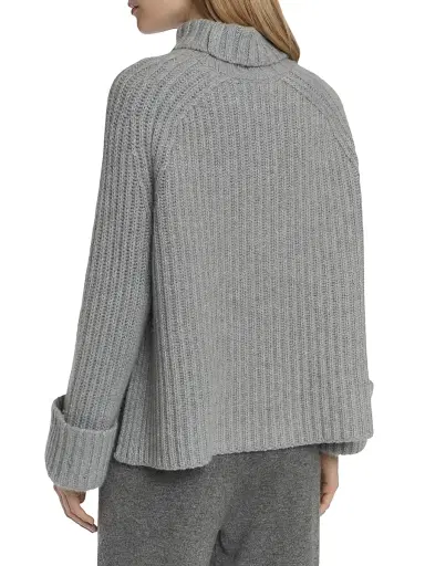 Malo Women's Rib-Knit Cashmere Raglan Turtleneck Sweater - Cemento | Thumbnail 6 Malo Women's Rib-Knit Cashmere Raglan Turtleneck Sweater - Cemento | Thumbnail 6