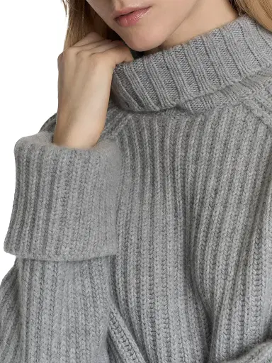 Malo Women's Rib-Knit Cashmere Raglan Turtleneck Sweater - Cemento | Thumbnail 7 Malo Women's Rib-Knit Cashmere Raglan Turtleneck Sweater - Cemento | Thumbnail 7