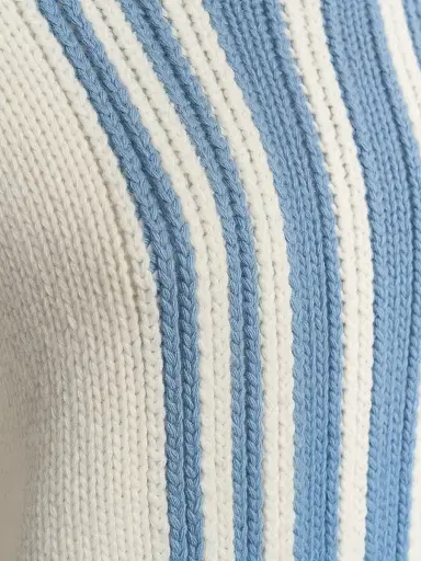 Malo Women's Striped Wool-Cashmere Oversized Turtleneck - Sale Fog Blue | Thumbnail 8 Malo Women's Striped Wool-Cashmere Oversized Turtleneck - Sale Fog Blue | Thumbnail 8