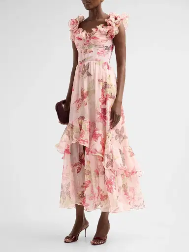 PatBo Women's Orchid Bloom Chiffon Corset Midi Dress - Rose - Size 8 | Thumbnail 4 PatBo Women's Orchid Bloom Chiffon Corset Midi Dress - Rose - Size 8 | Thumbnail 4
