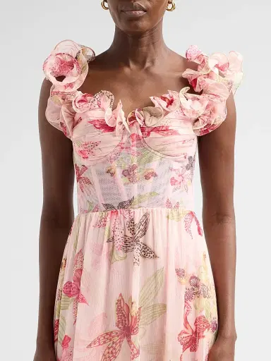 PatBo Women's Orchid Bloom Chiffon Corset Midi Dress - Rose - Size 8 | Thumbnail 5 PatBo Women's Orchid Bloom Chiffon Corset Midi Dress - Rose - Size 8 | Thumbnail 5