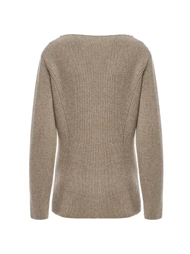 Malo Women's Rib-Knit Cashmere Pocket Cardigan - Stone Beige | Thumbnail 3 Malo Women's Rib-Knit Cashmere Pocket Cardigan - Stone Beige | Thumbnail 3