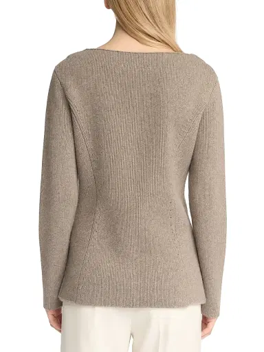 Malo Women's Rib-Knit Cashmere Pocket Cardigan - Stone Beige | Thumbnail 6 Malo Women's Rib-Knit Cashmere Pocket Cardigan - Stone Beige | Thumbnail 6