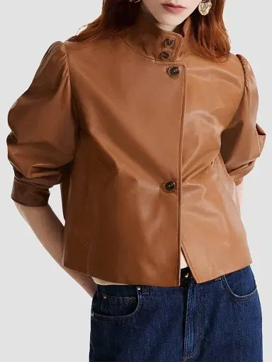 Marella Women's Leather Jacket - Tobacco Brown - Size 14 | Thumbnail 3 Marella Women's Leather Jacket - Tobacco Brown - Size 14 | Thumbnail 3