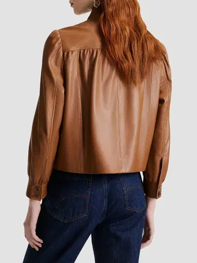Marella Women's Leather Jacket - Tobacco Brown - Size 14 | Thumbnail 4 Marella Women's Leather Jacket - Tobacco Brown - Size 14 | Thumbnail 4