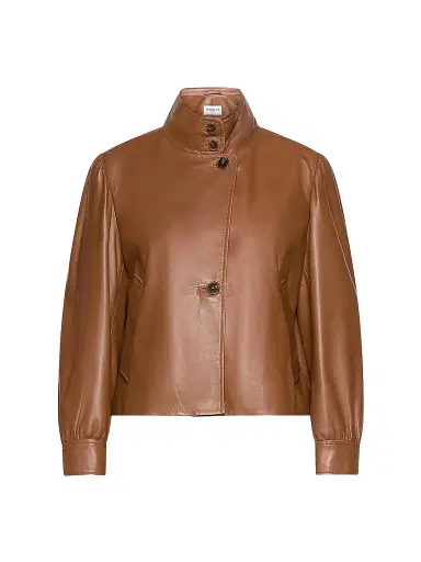 Marella Women's Leather Jacket - Tobacco Brown - Size 14 | Thumbnail 1 Marella Women's Leather Jacket - Tobacco Brown - Size 14 | Thumbnail 1