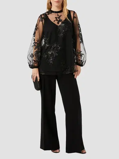 Marina Rinaldi Women's Embroidered Tulle Blouse - Black - Size 22 | Thumbnail 2 Marina Rinaldi Women's Embroidered Tulle Blouse - Black - Size 22 | Thumbnail 2