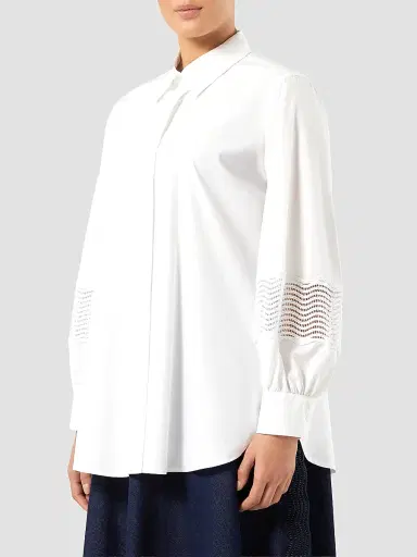 Marina Rinaldi Women's Cotton Poplin Shirt with Lace - Optical White - Size 22 | Thumbnail 3 Marina Rinaldi Women's Cotton Poplin Shirt with Lace - Optical White - Size 22 | Thumbnail 3