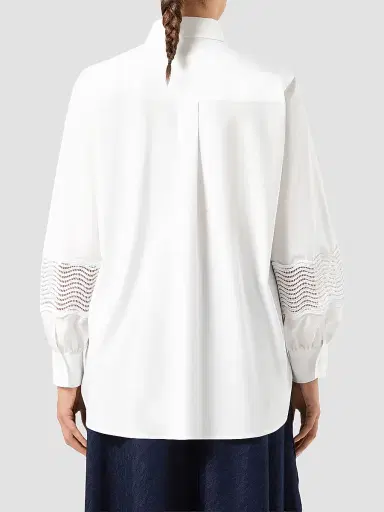 Marina Rinaldi Women's Cotton Poplin Shirt with Lace - Optical White - Size 22 | Thumbnail 4 Marina Rinaldi Women's Cotton Poplin Shirt with Lace - Optical White - Size 22 | Thumbnail 4