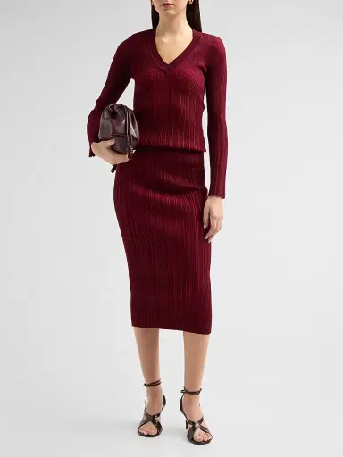 Chiara Boni La Petite Robe Women's Briar Rib-Knit V-Neck Top | Thumbnail 2 Chiara Boni La Petite Robe Women's Briar Rib-Knit V-Neck Top | Thumbnail 2