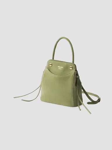 Prada Women's Carry Mini Suede Handbag - Green | Thumbnail 2 Prada Women's Carry Mini Suede Handbag - Green | Thumbnail 2