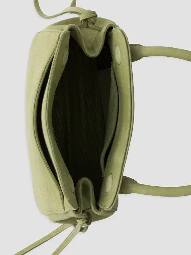 Prada Women's Carry Mini Suede Handbag - Green | Thumbnail 4 Prada Women's Carry Mini Suede Handbag - Green | Thumbnail 4