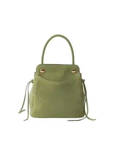 Prada Women's Carry Mini Suede Handbag - Green | Thumbnail 1 Prada Women's Carry Mini Suede Handbag - Green | Thumbnail 1