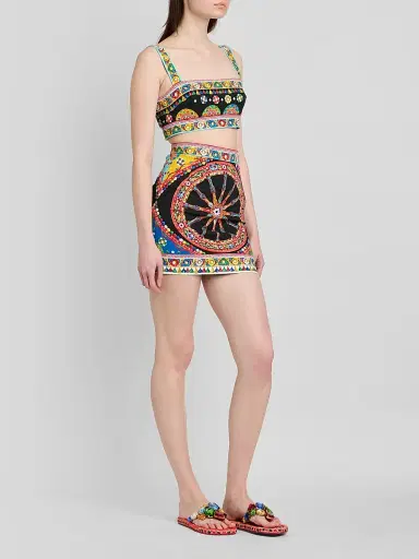 Dolce & Gabbana Women's Geometric Stretch-Cotton Crop Top | Thumbnail 4 Dolce & Gabbana Women's Geometric Stretch-Cotton Crop Top | Thumbnail 4