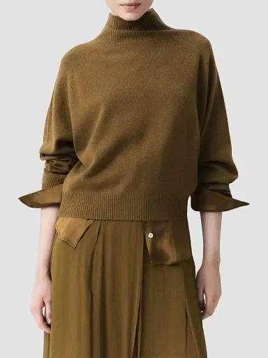 Marella Women's Pure Cashmere Mock Polo Neck Jumper - Oil Green | Thumbnail 3 Marella Women's Pure Cashmere Mock Polo Neck Jumper - Oil Green | Thumbnail 3