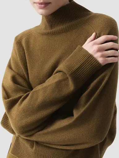 Marella Women's Pure Cashmere Mock Polo Neck Jumper - Oil Green | Thumbnail 5 Marella Women's Pure Cashmere Mock Polo Neck Jumper - Oil Green | Thumbnail 5