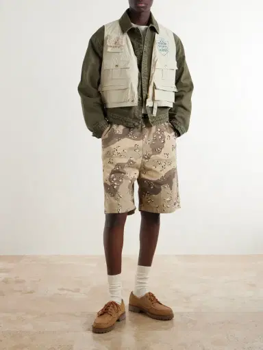 KAPITAL Easy Straight-Leg Herringbone Camouflage-Print Cotton Shorts - Men | Thumbnail 2 KAPITAL Easy Straight-Leg Herringbone Camouflage-Print Cotton Shorts - Men | Thumbnail 2