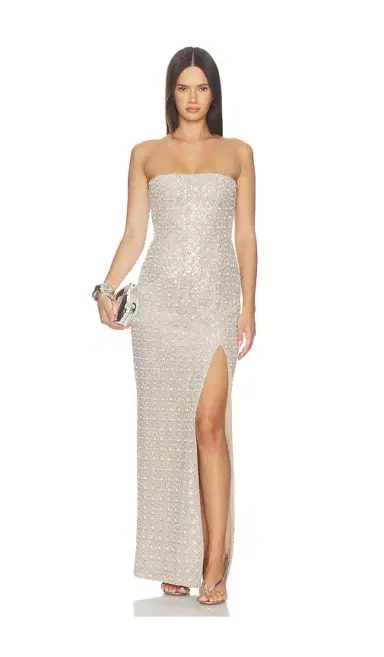 Bronx and Banco Allegra Pearl Veronica Maxi Dress With Slit | Thumbnail 1 Bronx and Banco Allegra Pearl Veronica Maxi Dress With Slit | Thumbnail 1