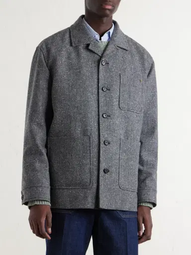 Valentino Garavani VLogo-Embellished Mélange Virgin Wool Blouson Jacket - Men | Thumbnail 3 Valentino Garavani VLogo-Embellished Mélange Virgin Wool Blouson Jacket - Men | Thumbnail 3