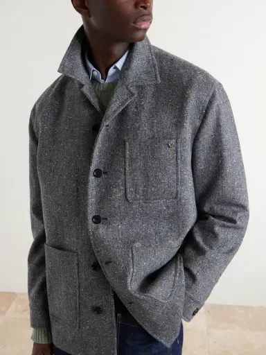 Valentino Garavani VLogo-Embellished Mélange Virgin Wool Blouson Jacket - Men | Thumbnail 5 Valentino Garavani VLogo-Embellished Mélange Virgin Wool Blouson Jacket - Men | Thumbnail 5