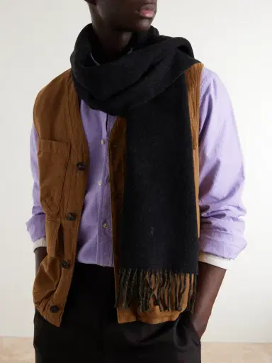 Polo Ralph Lauren Logo-Embroidered Reversible Fringed Recycled Wool and Nylon-Blend Scarf - Men | Thumbnail 5 Polo Ralph Lauren Logo-Embroidered Reversible Fringed Recycled Wool and Nylon-Blend Scarf - Men | Thumbnail 5