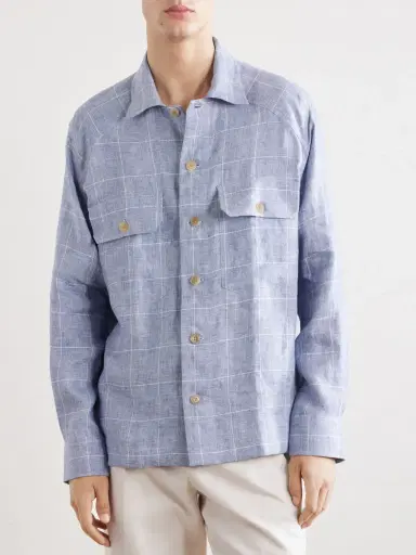 Ralph Lauren Purple Label Clayburn Checked Linen Shirt - Men | Thumbnail 3 Ralph Lauren Purple Label Clayburn Checked Linen Shirt - Men | Thumbnail 3