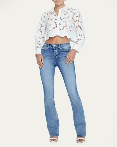 L'Agence Seychelle Floral Eyelet-Embroidered Cropped Shirt | Thumbnail 2 L'Agence Seychelle Floral Eyelet-Embroidered Cropped Shirt | Thumbnail 2
