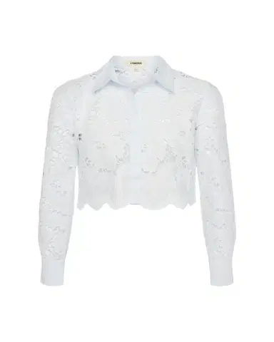 L'Agence Seychelle Floral Eyelet-Embroidered Cropped Shirt | Thumbnail 1 L'Agence Seychelle Floral Eyelet-Embroidered Cropped Shirt | Thumbnail 1