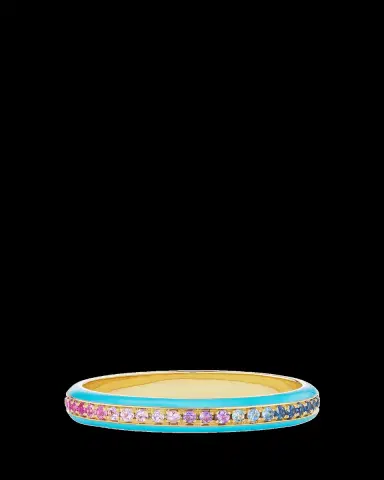 Emily P. Wheeler 18K Yellow Gold Dash Ring with Ombré Gemstones and Enamel | Thumbnail 2 Emily P. Wheeler 18K Yellow Gold Dash Ring with Ombré Gemstones and Enamel | Thumbnail 2