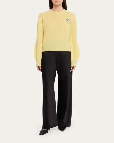 Marni Logo Patch Cashmere Crewneck Sweater | Thumbnail 2 Marni Logo Patch Cashmere Crewneck Sweater | Thumbnail 2