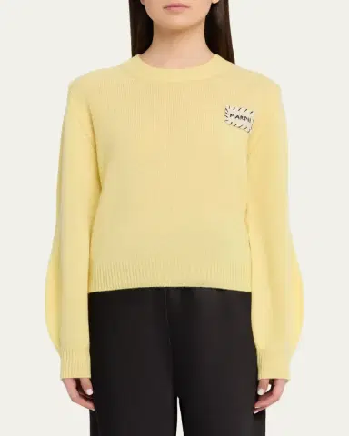 Marni Logo Patch Cashmere Crewneck Sweater | Thumbnail 4 Marni Logo Patch Cashmere Crewneck Sweater | Thumbnail 4