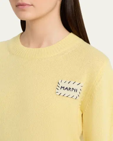 Marni Logo Patch Cashmere Crewneck Sweater | Thumbnail 5 Marni Logo Patch Cashmere Crewneck Sweater | Thumbnail 5