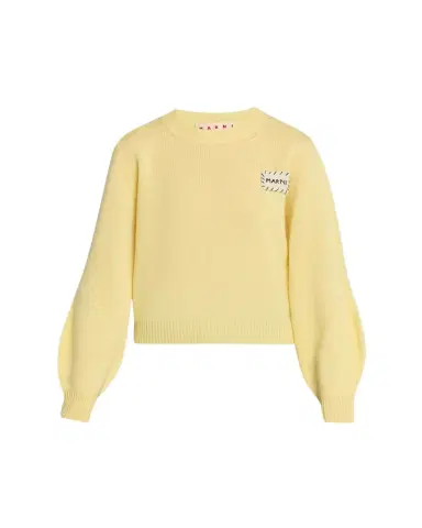 Marni Logo Patch Cashmere Crewneck Sweater | Thumbnail 1 Marni Logo Patch Cashmere Crewneck Sweater | Thumbnail 1