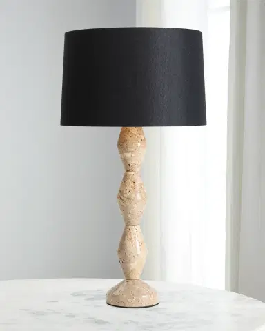 Regina Andrew Crew 30" Travertine Buffet Lamp, Black Shade | Thumbnail 1 Regina Andrew Crew 30" Travertine Buffet Lamp, Black Shade | Thumbnail 1