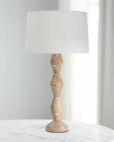 Regina Andrew Crew 30" Travertine Buffet Lamp, Natural Linen Shade | Thumbnail 1 Regina Andrew Crew 30" Travertine Buffet Lamp, Natural Linen Shade | Thumbnail 1