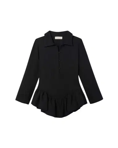 Liberowe Long-Sleeve Peplum Mini Polo Dress | Thumbnail 1 Liberowe Long-Sleeve Peplum Mini Polo Dress | Thumbnail 1